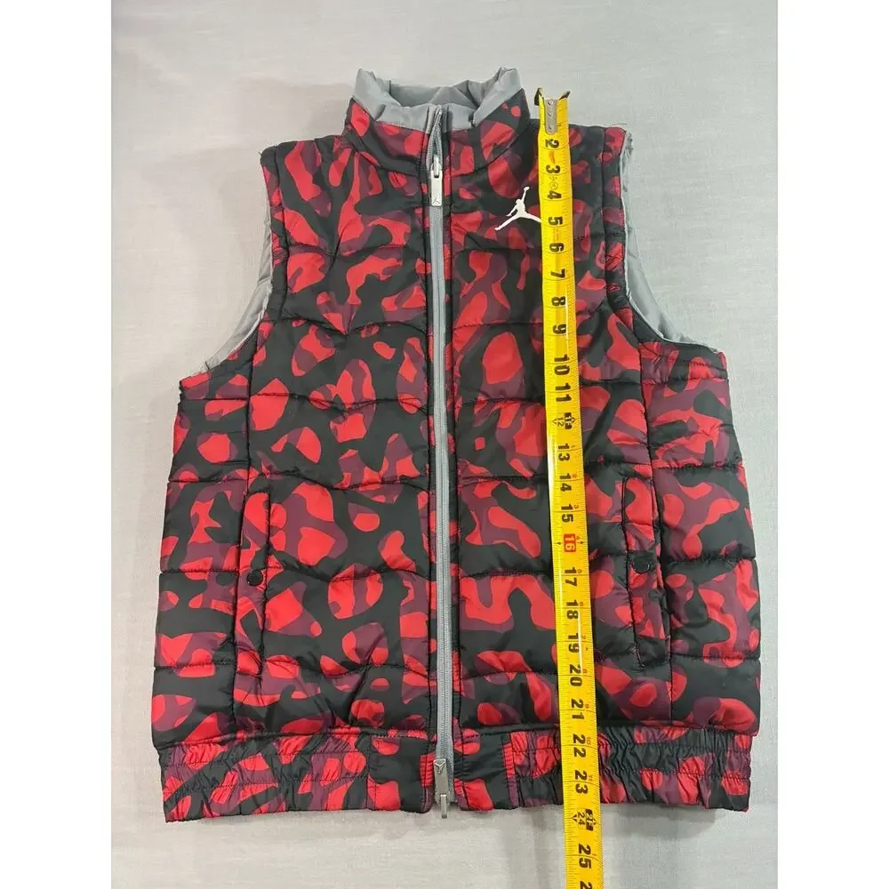 Jordan Reversible Puffer Vest Men's Small Red Gray Camo Full Zip (See Descr)